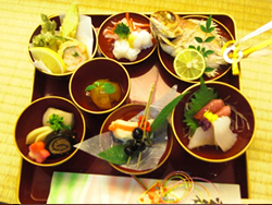 相鴨ロースとカキ朴葉焼